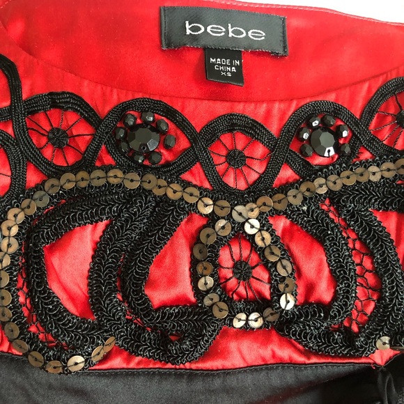 Bebe beaded red silk top XS - Picture 5 of 7